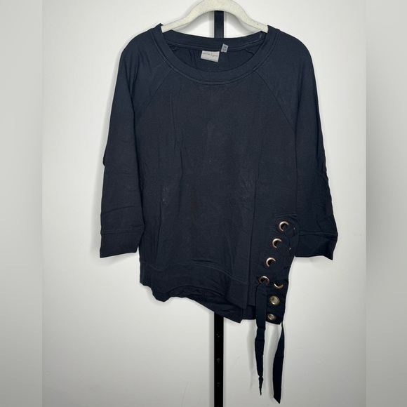 Nanette Lepore Tops - Nanette Lepore Black Asymmetrical 3/4 Sleeve Sweatshirt - Women's